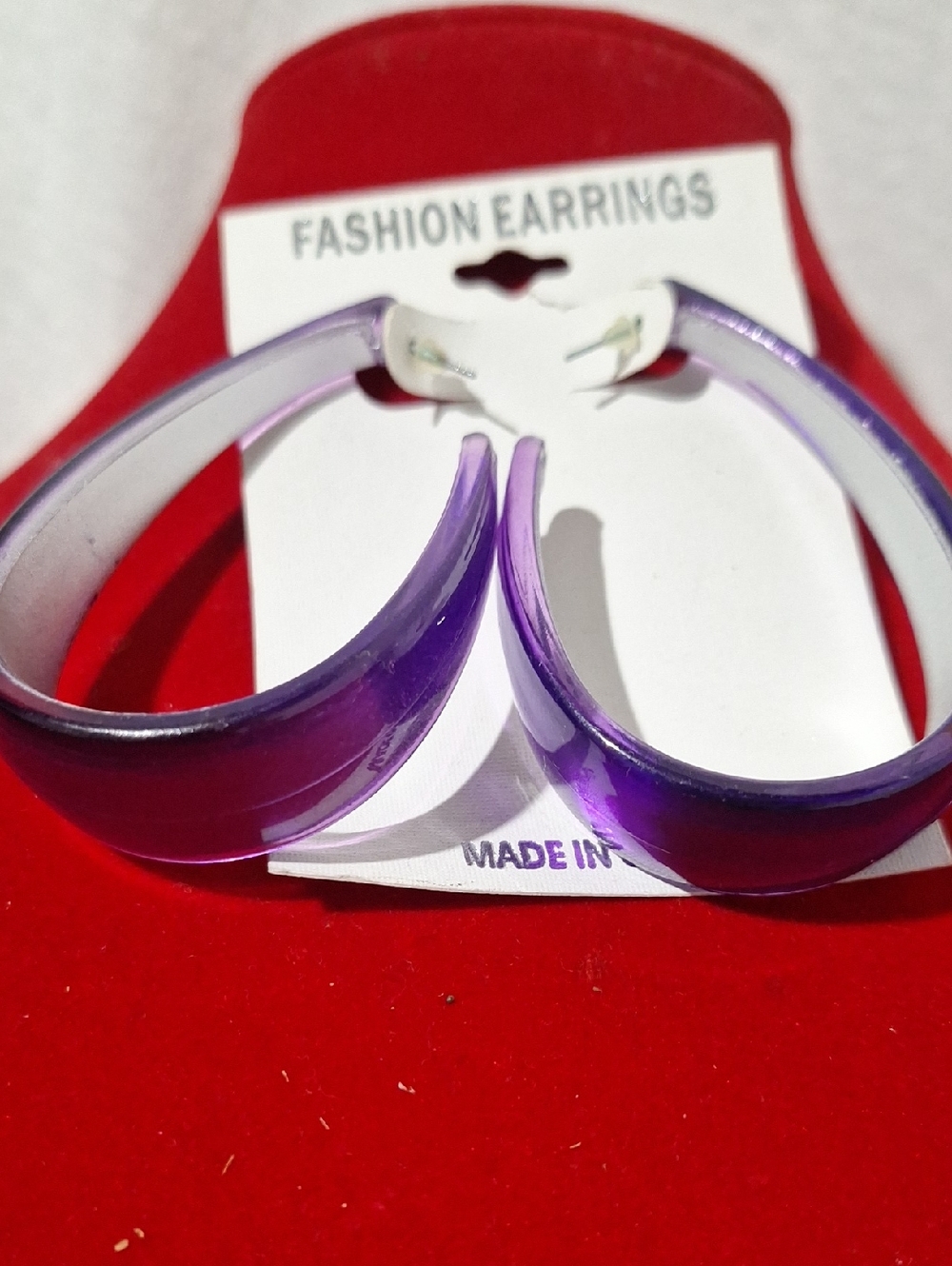 Translucent Purple Hoop Earrings